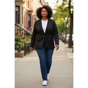 DKNY Black Peplum One Button Career Blazer Jacket Women's 20W NWT